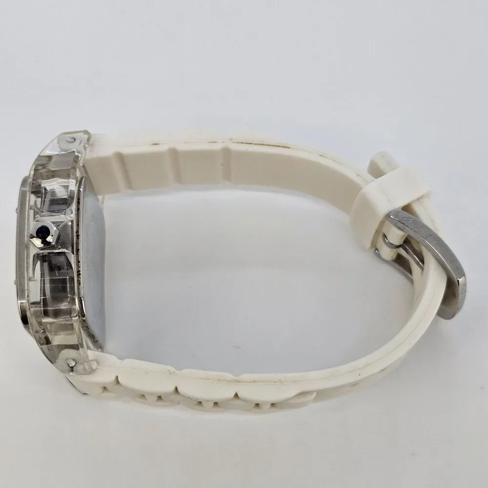 35MM Women's Square Watch White‎ Dial White Plastic Bands New Battery